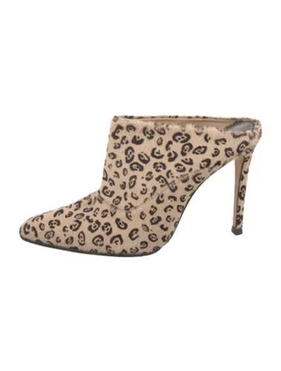 Pre-owned Altuzarra Calf Hair Animal Print Mules In Brown