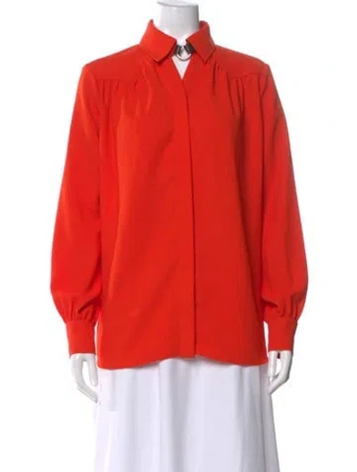 Pre-owned Altuzarra Calf Leather Long Sleeve Blouse In Orange