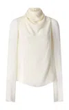 Altuzarra Cara Draped Georgette Top In Neutral