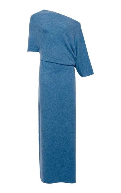 Altuzarra Carol Cashmere One-shoulder Maxi Dress In Blue