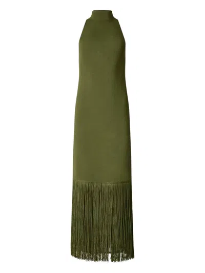 Altuzarra Cash Mock-neck Fringe Dress In Green