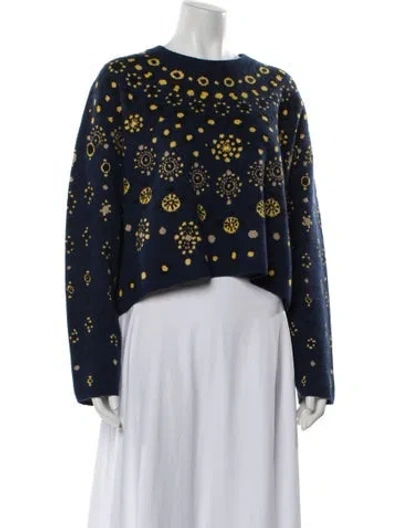 Pre-owned Altuzarra Cashmere Floral Print Sweater In Blue
