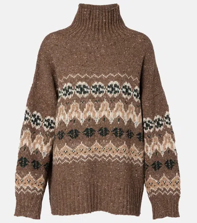 Altuzarra Cecie Fair Isle Wool-blend Sweater In Brown