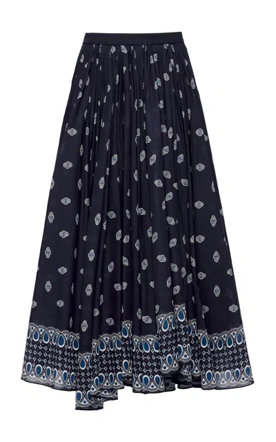 Altuzarra Charlie Bandana-print Cotton Midi Skirt In Blue