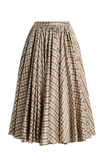 Altuzarra Charlie Plaid Silk Midi Skirt In Multi