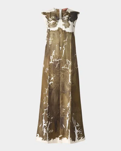 Altuzarra Cherie Long Printed Silk Dress In Python Painted Bodie