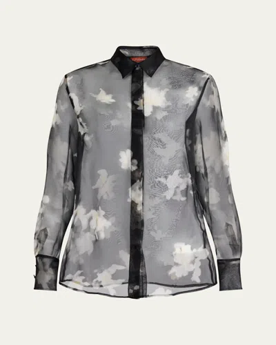 Altuzarra Chika Floral Silk Button-down Top In Black