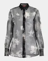 Altuzarra Chika Floral Silk Button-down Top In Black
