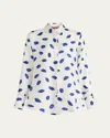 Altuzarra Chika Lip-print Silk Button-down Top In White