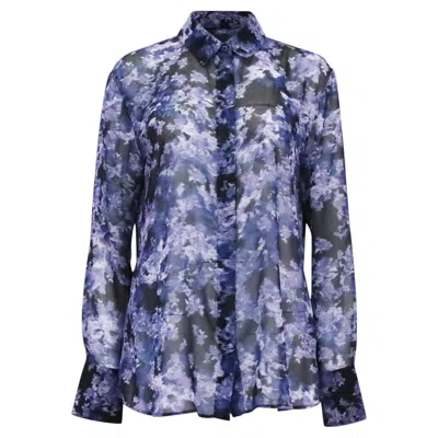 Pre-owned Altuzarra Chika Printed Blouse In Navy Blue Polyester