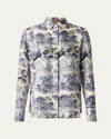 Altuzarra Chika Printed Button Down Top In Berry Blue Mythical