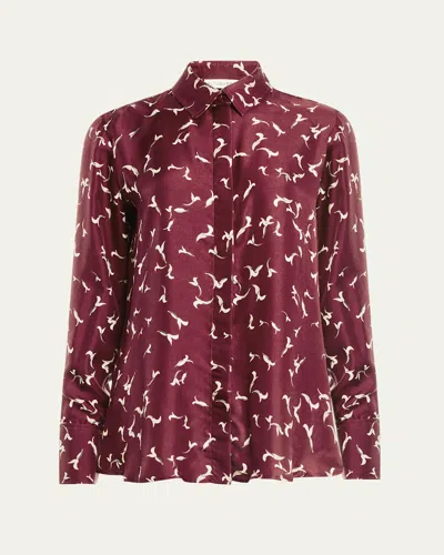 Altuzarra Chika Printed Satin Top In Burgundy