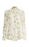 Altuzarra Chika Printed Silk Shirt In White