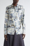 Altuzarra Chika Printed Button Down Top In Berry Blue Mythical
