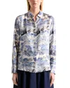 Altuzarra Chika Printed Button Down Top In Berry Blue