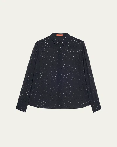 Altuzarra Chika Strass Button-down Top In Navy