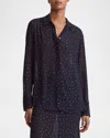Altuzarra Chika Studded Chiffon Button-up Shirt In Navy