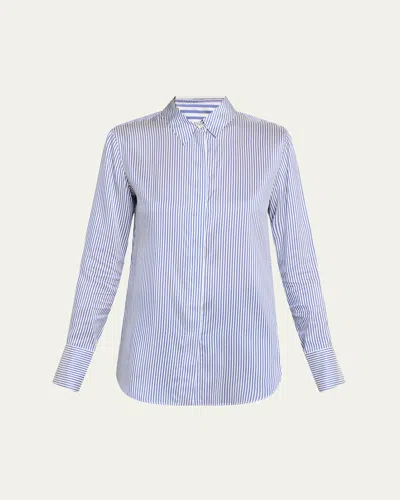 Altuzarra Chika Stripe Button Down Silk Top In Blue