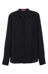 Altuzarra Chika Studded Chiffon Button-up Shirt In Navy