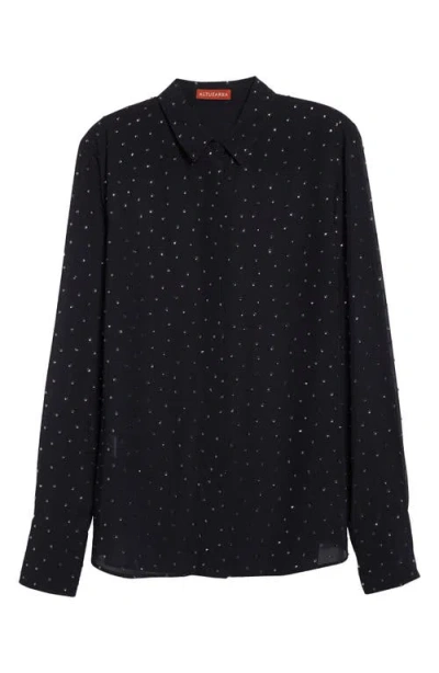Altuzarra Chika Studded Chiffon Button-up Shirt In Navy