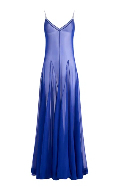 Altuzarra Cilla Silk Chiffon Maxi Slip Dress In Blue