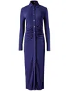 Altuzarra Claudia Ruched Long Sleeve Jersey Shirtdress In Blue