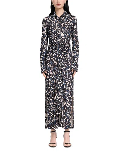 Altuzarra Claudia Print Ruched Long Sleeve Jersey Shirtdress In Animal Print