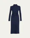 Altuzarra Claudia Ruched Long Sleeve Jersey Shirtdress In Berry Blue
