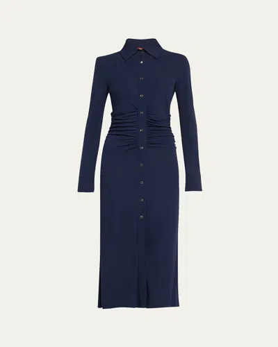 ALTUZARRA CLAUDIA MIDI RUCHED BUTTON DOWN DRESS