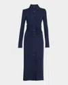 Altuzarra Claudia Ruched Long Sleeve Jersey Shirtdress In Berry Blue