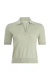 Altuzarra Clay Knit Cotton-silk Polo Top In Green
