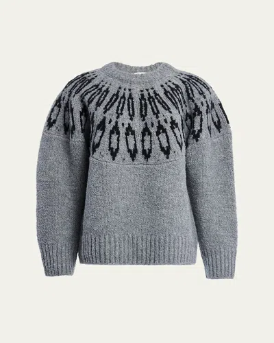 Altuzarra Coleman Fair Isle Wool Crewneck Sweater In Gray