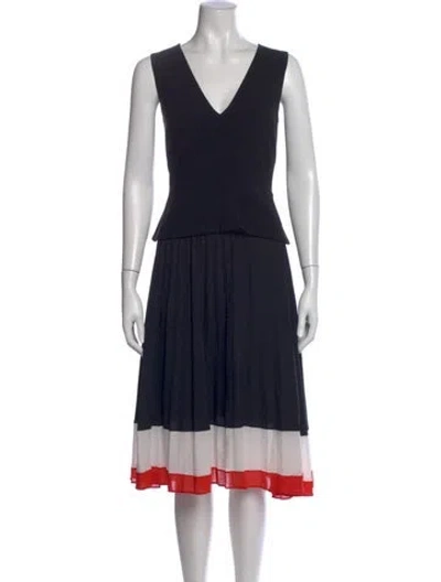 Pre-owned Altuzarra Colorblock Pattern Midi Length Dress In Black