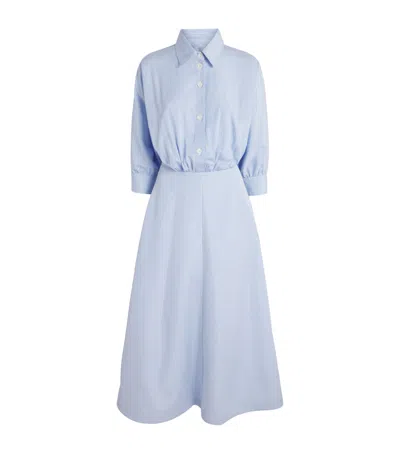Altuzarra Cotton Stripe Eleanor Maxi Shirt Dress In Blue