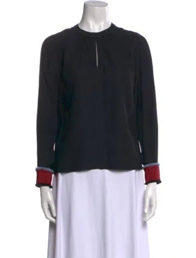 Pre-owned Altuzarra Crew Neck Long Sleeve Blouse In Black