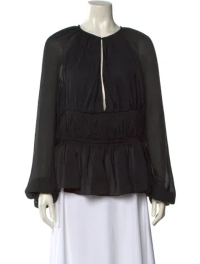 Pre-owned Altuzarra Crew Neck Long Sleeve Blouse In Black