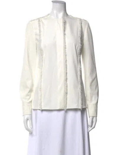 Pre-owned Altuzarra Crew Neck Long Sleeve Blouse In White
