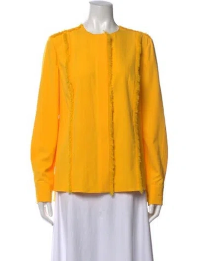 Pre-owned Altuzarra Crew Neck Long Sleeve Blouse In Yellow