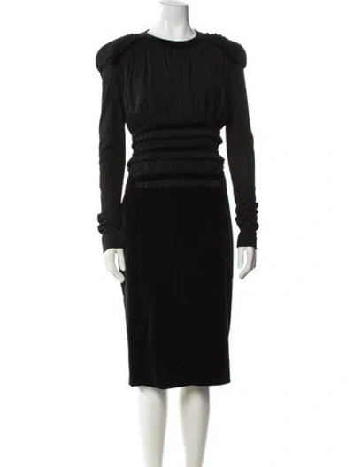 Pre-owned Altuzarra Crew Neck Midi Length Dress In Black