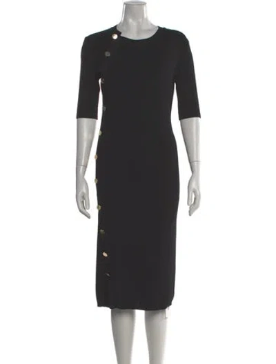Pre-owned Altuzarra Crew Neck Midi Length Dress In Black