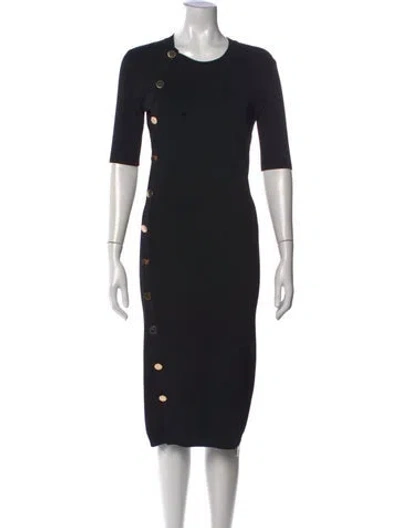 Pre-owned Altuzarra Crew Neck Midi Length Dress In Black