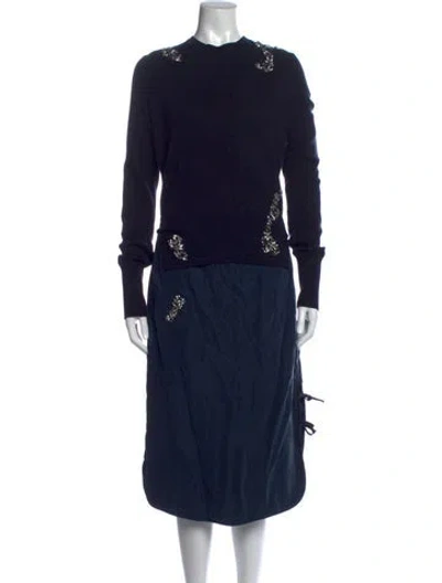 Pre-owned Altuzarra Crew Neck Midi Length Dress In Blue