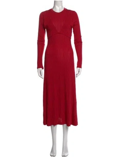 Pre-owned Altuzarra Crew Neck Midi Length Dress In Red