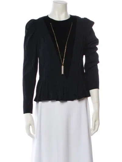 Pre-owned Altuzarra Crew Neck Three-quarter Sleeve Blouse W/ Tags In Black