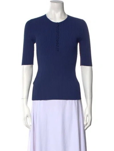 Pre-owned Altuzarra Crew Neck Three-quarter Sleeve Top In Blue