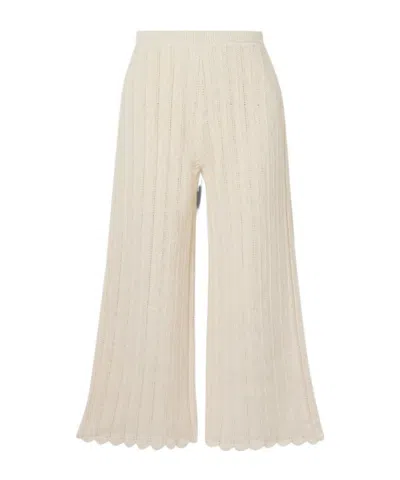 Altuzarra Crop Ribbed Knitted Flared Pants In White