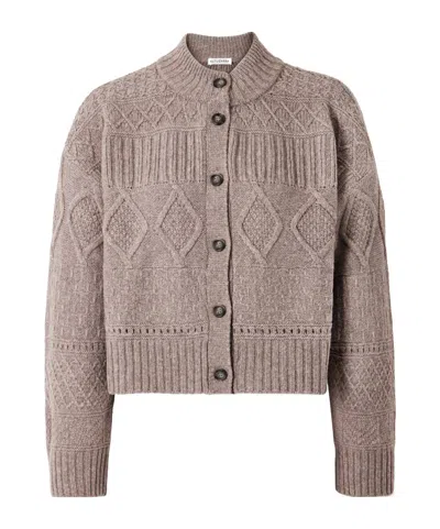 Altuzarra Cropped Cable-knit Wool-blend Cardigan In Brown