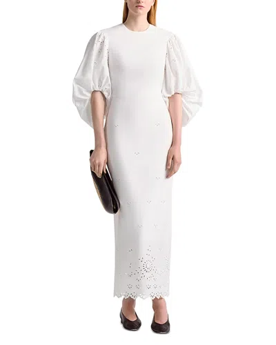 ALTUZARRA DANIELLE EYELET BALLOON SLEEVE DRESS
