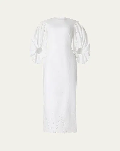 ALTUZARRA DANIELLE EYELET EMBROIDERED PUFF-SLEEVE MAXI DRESS