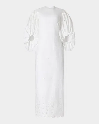 ALTUZARRA DANIELLE EYELET EMBROIDERED PUFF-SLEEVE MAXI DRESS
